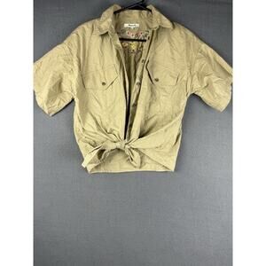 Madewell Short Sleeve Button Down Shirt Tie Front Embroidered Flowers Womens S